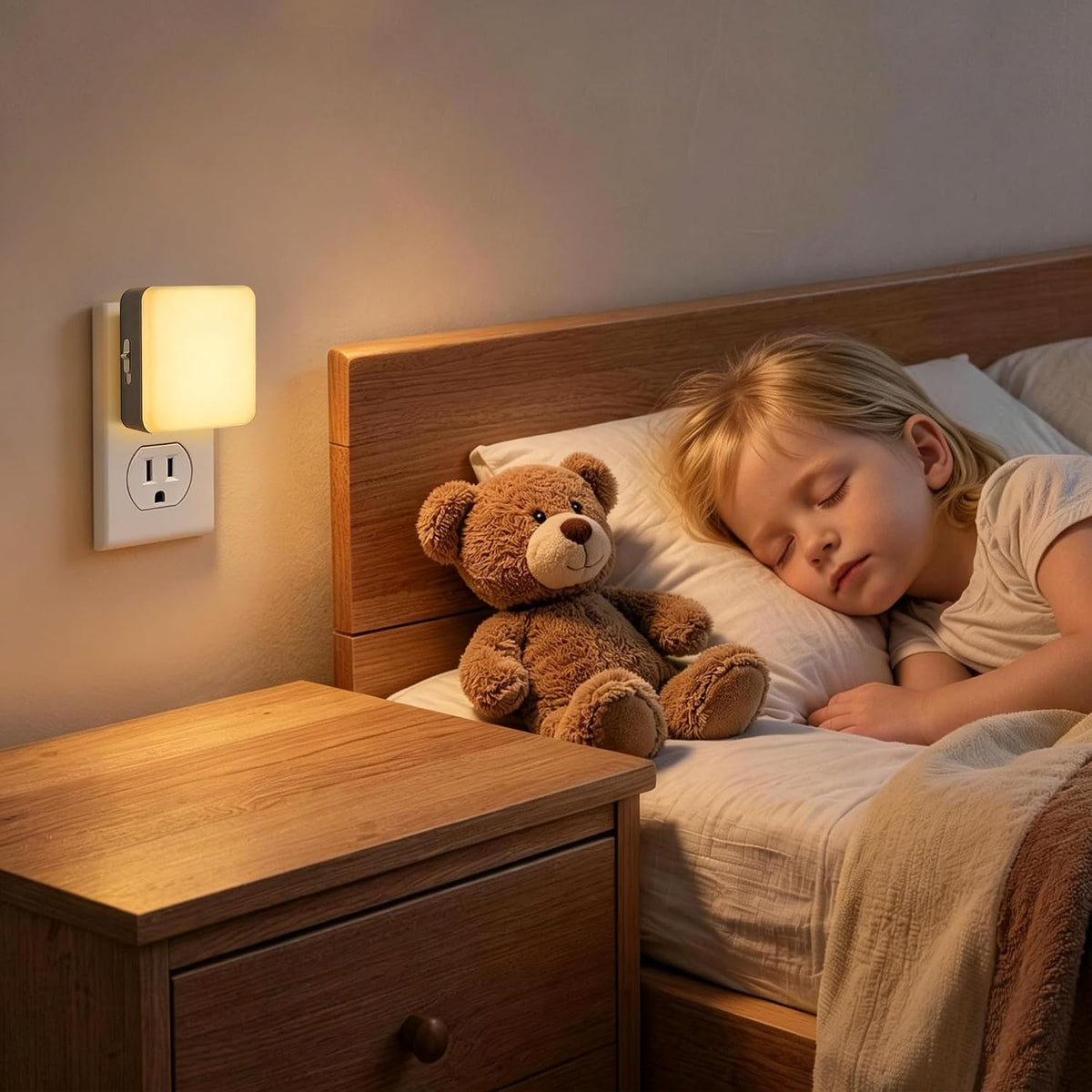 Dusk to Dawn Plug-In LED Night Light, 2 Pack, Soft White 2700K Auto On/Off Sensor for Bedroom, Nursery, and Hallway