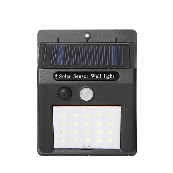 Solar Motion Sensor Outdoor Wall Light, 20 LED Black Security Lamp, IP65 Waterproof Wireless Patio Light