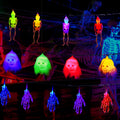 Halloween String Lights Set of 3, 50 LED 24 ft Skeleton, Skull and Spooky Hand Lights, Battery Operated Indoor Outdoor Decor
