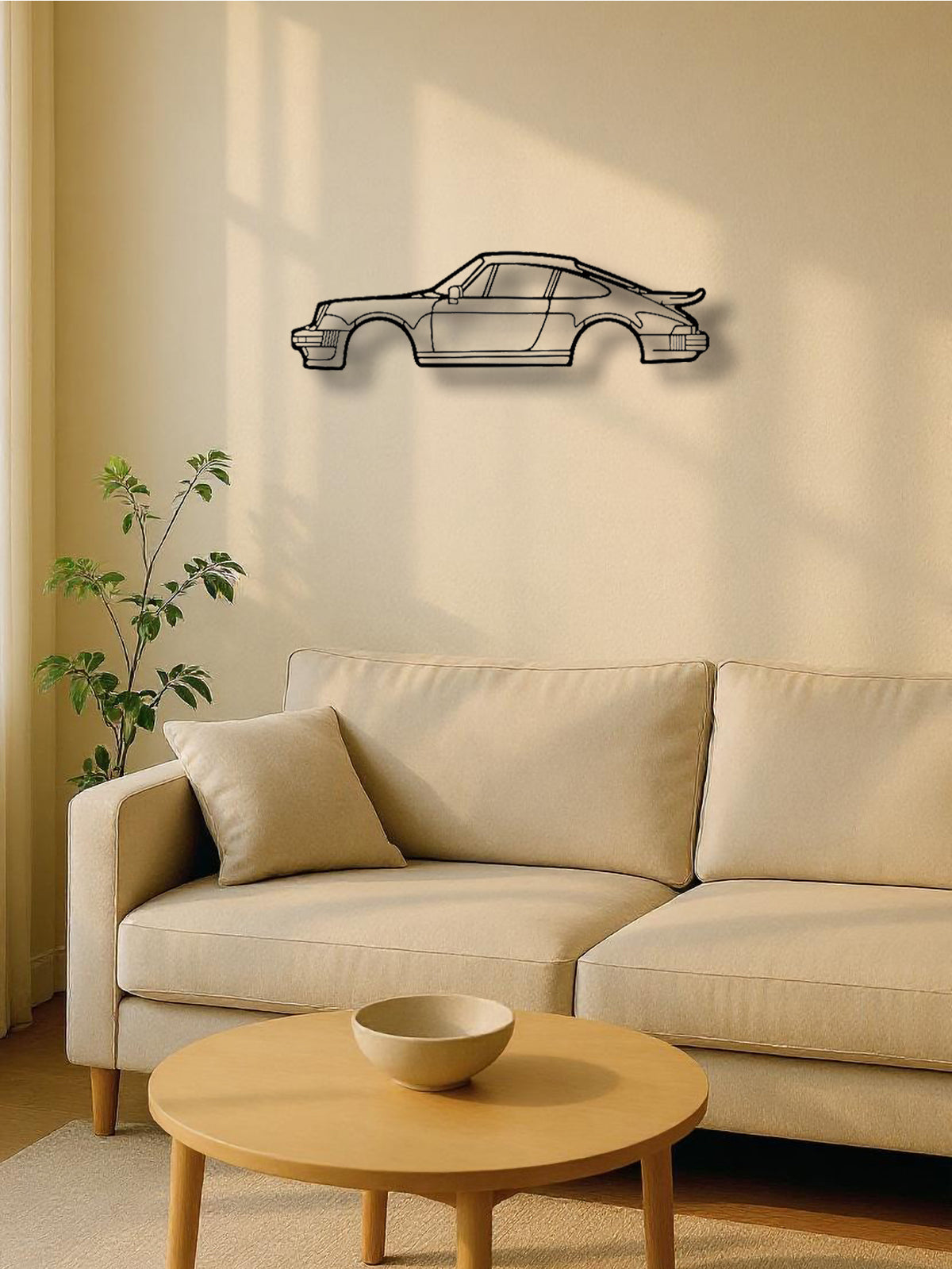 Sports Car Silhouette Metal Wall Art, Black Line Art Wall Sculpture for Garage, Office, and Living Room Decor