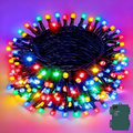 Battery Operated Christmas String Lights, 50 LED Multicolor Waterproof Fairy Lights With Timer, 16.4 ft Green Wire
