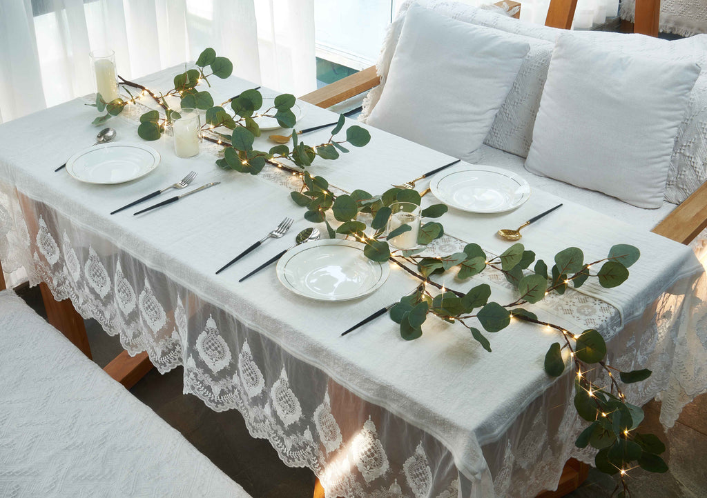 Lighted Eucalyptus Garland, 72-Inch Battery-Operated LED Greenery Vine with Timer for Mantel and Table Decor