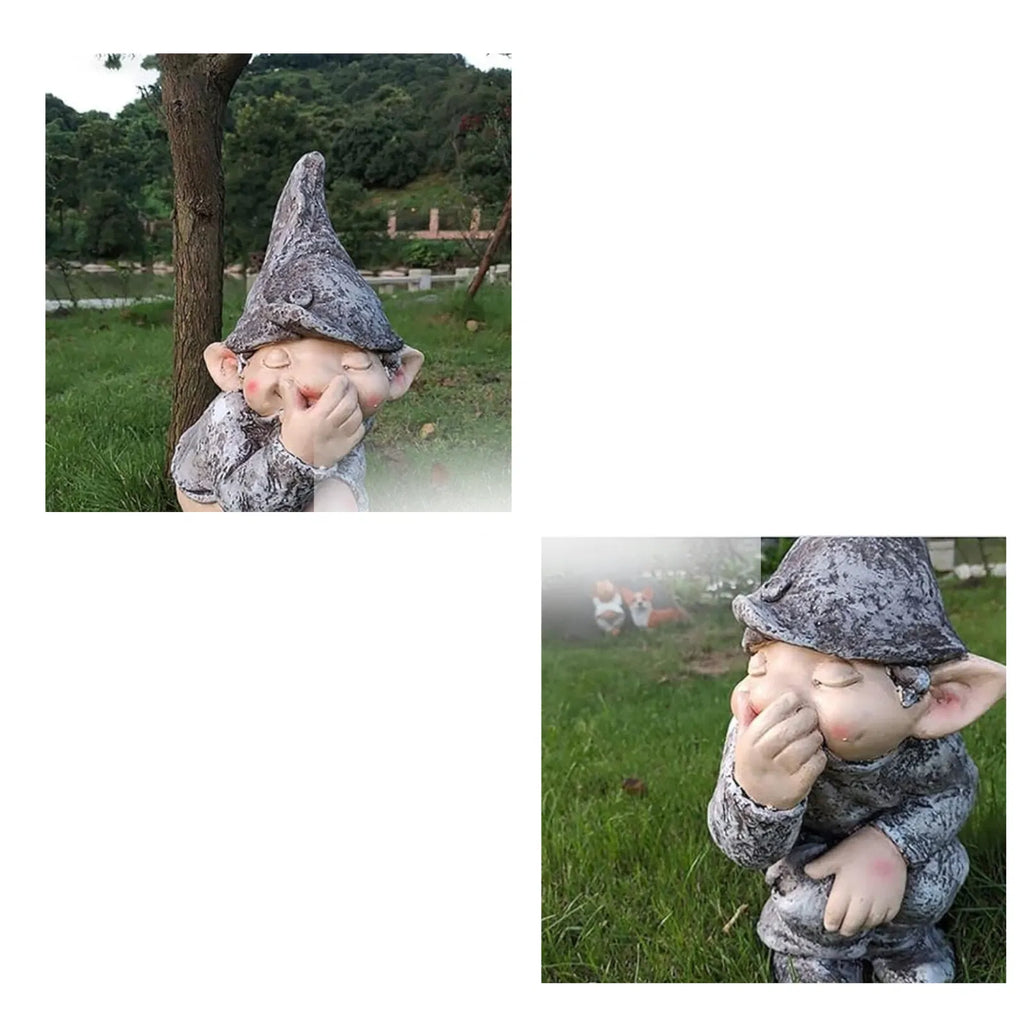Funny Pooping Gnome Statue, Resin Miniature Garden Ornament for Yard and Home Decor