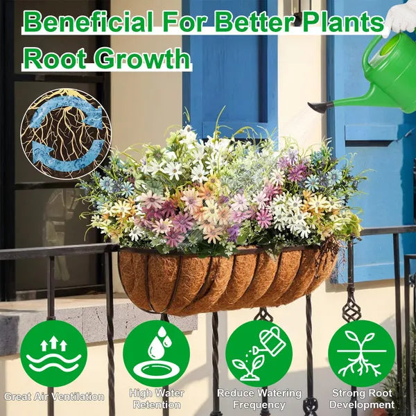 Coco Liners for Window Box Planters, 3 Pack Coconut Fiber Trough Basket Liners in 24, 30 and 36 Inch
