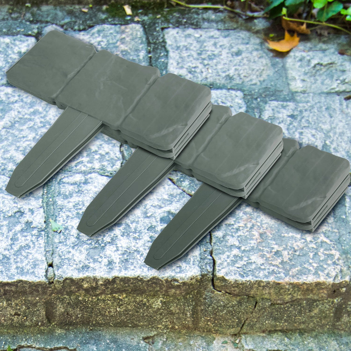 Garden Lawn Edging Border, 20 Pieces, Cobbled Stone Effect Plastic Landscape Border, 16 ft Total Length
