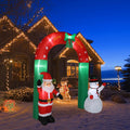 8 Ft Inflatable Christmas Archway With Santa and Snowman, 7 Lights, Red and Green Yard Decoration