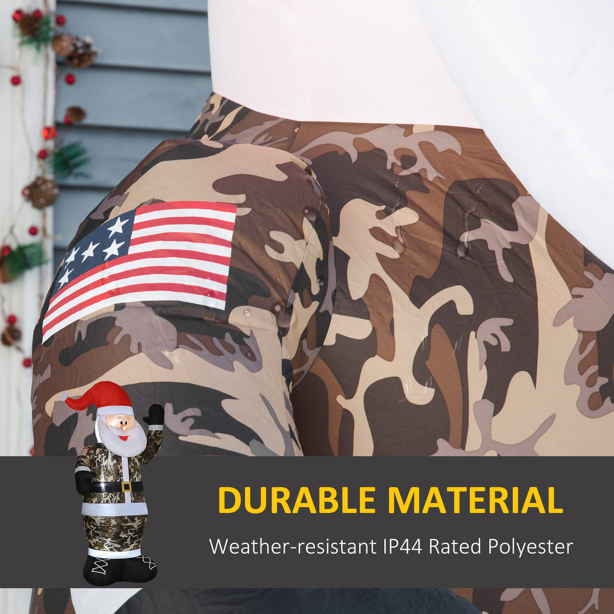 8 ft Christmas Inflatable Santa Claus in Camouflage, LED Lighted Blow-Up Outdoor Yard Decoration