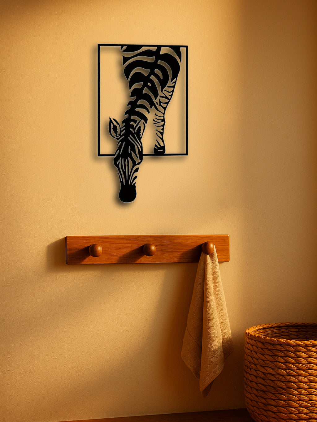 Zebra Metal Wall Art, Black Minimalist Animal Wall Sculpture for Living Room, Office and Bedroom