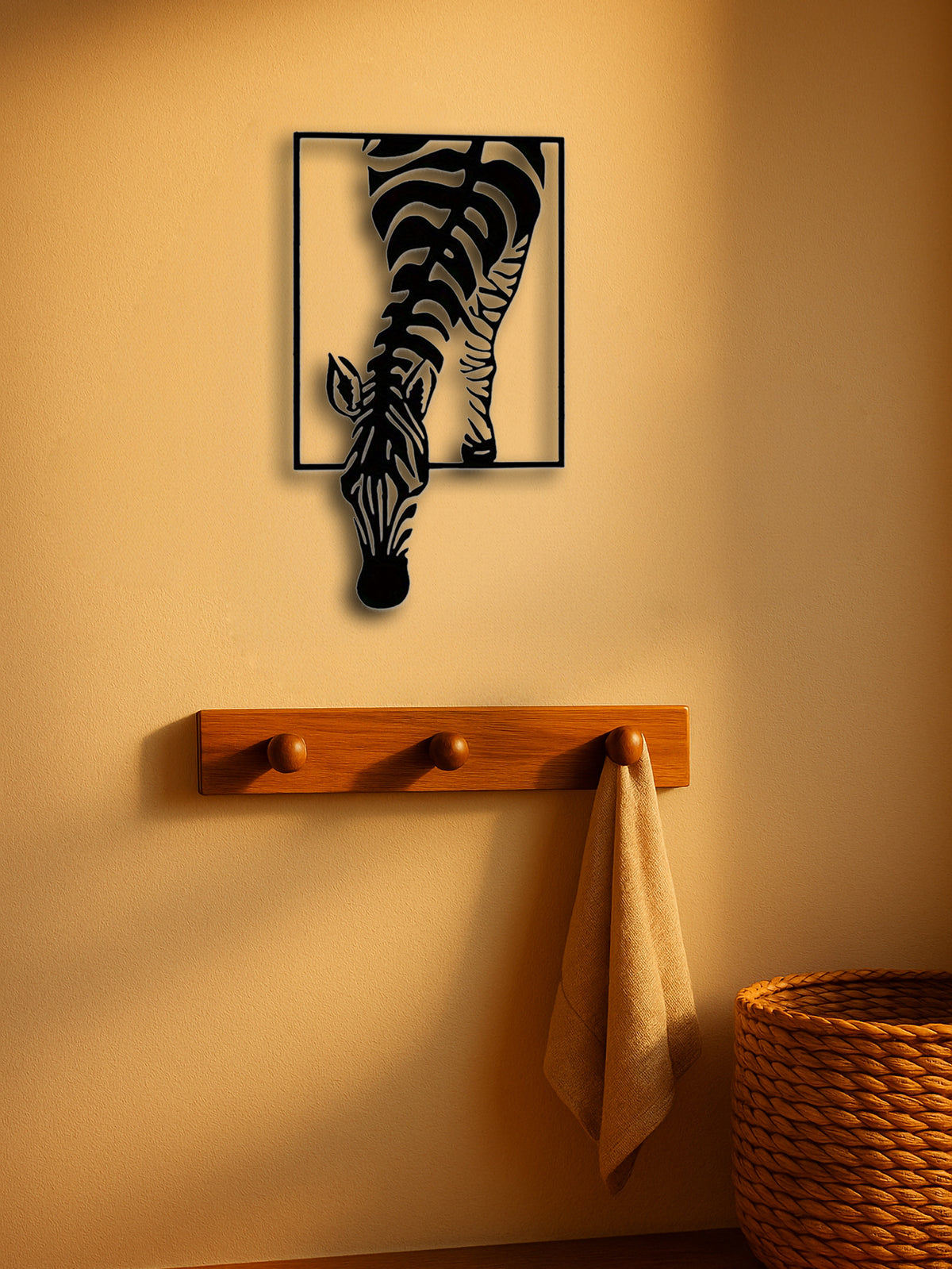 Zebra Metal Wall Art, Black Minimalist Animal Wall Sculpture for Living Room, Office and Bedroom