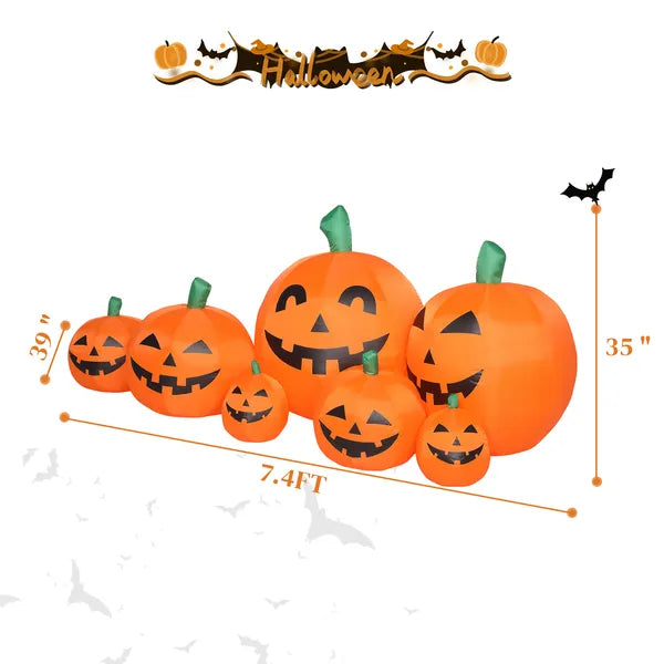 7 Ft Inflatable Halloween Pumpkin Decoration, 7 Lighted Jack-O-Lantern Blow Up Yard Decor with LED Lights, Stakes and Blower