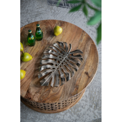 Gold Monstera Leaf Wall Decor, Aluminum Decorative Tray, 18.9" Tropical Botanical Accent