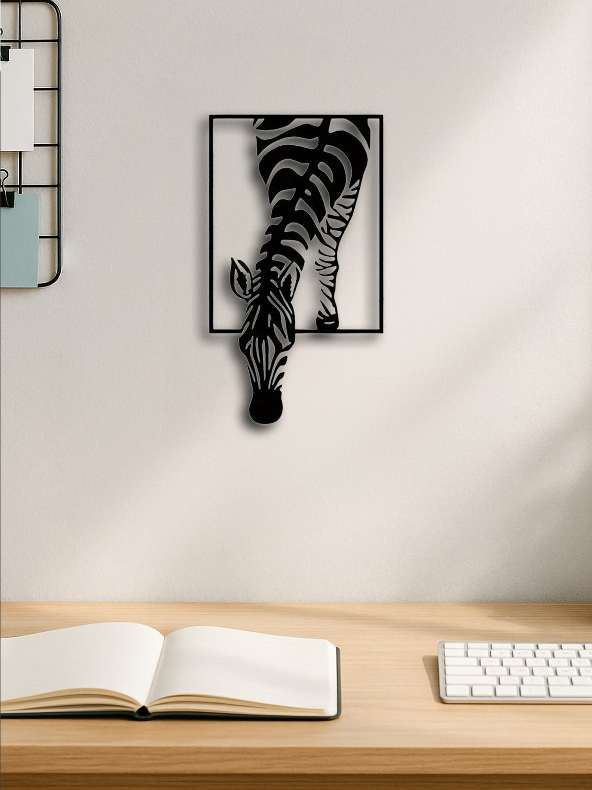 Zebra Metal Wall Art, Black Minimalist Animal Wall Sculpture for Living Room, Office and Bedroom