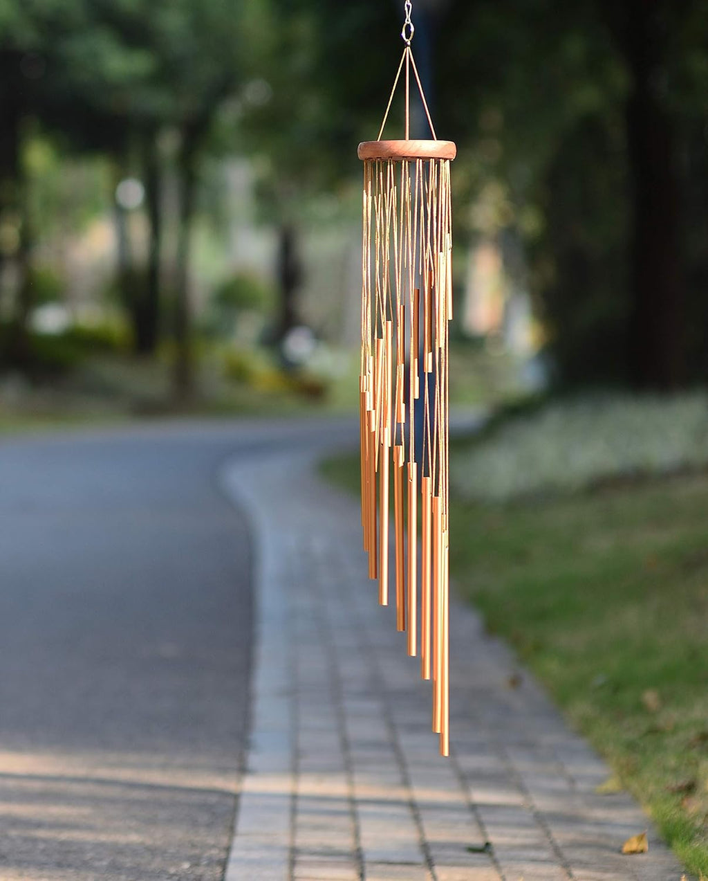 36 Inch Memorial Wind Chime With 18 Aluminum Tubes and S Hook, Pine Wood Top for Garden, Porch, and Patio