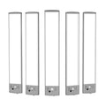 Five silver LED motion sensor under-cabinet light bars