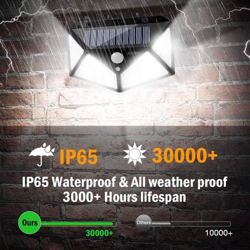 Solar Motion Sensor Outdoor Wall Lights, 100 LED Four-Side Security Light, IP65 Waterproof, 2-Pack