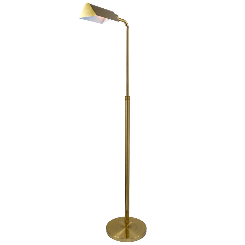 Gold Metal Pharmacy Floor Lamp, 65" Adjustable Reading Light With Foot Switch for Living Room and Bedroom