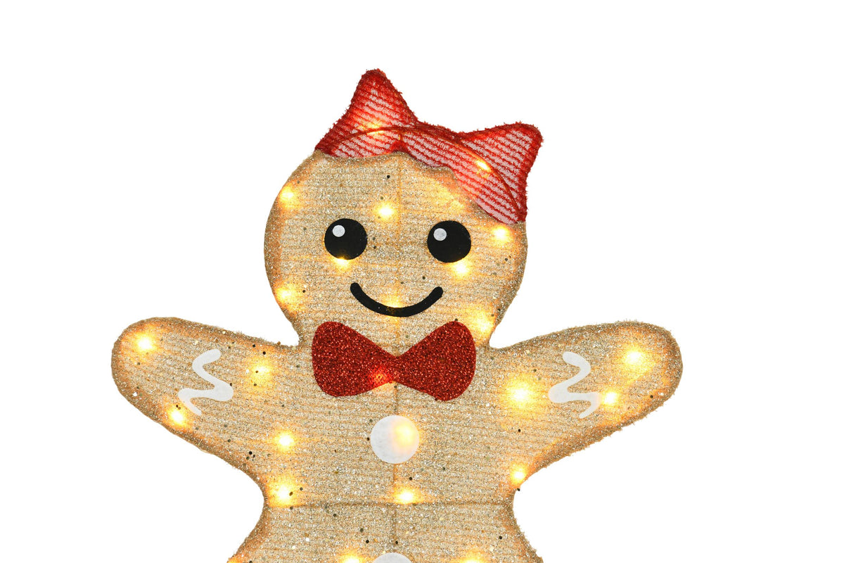 Lighted Gingerbread Man Christmas Decorations, Set of 2 Warm White LED Cocoa Mug Yard Figures