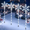 Solar Snowflake Pathway Lights, 4 Pack White LED Christmas Stake Lights for Yard and Walkway