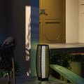 Solar Floor Lamp, Black PE Rattan Outdoor Garden Lantern for Patio, Pathway and Driveway, 26.75" Tall