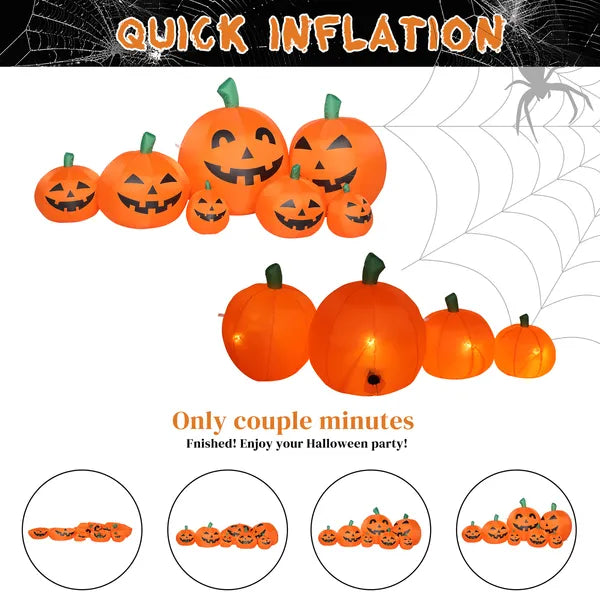 7 Ft Inflatable Halloween Pumpkin Decoration, 7 Lighted Jack-O-Lantern Blow Up Yard Decor with LED Lights, Stakes and Blower