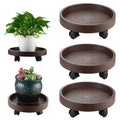 Rolling Plant Caddy With Locking Casters, 8 Pack, 12.2 Inch Round Brown Plant Dolly for Indoor and Outdoor Pots