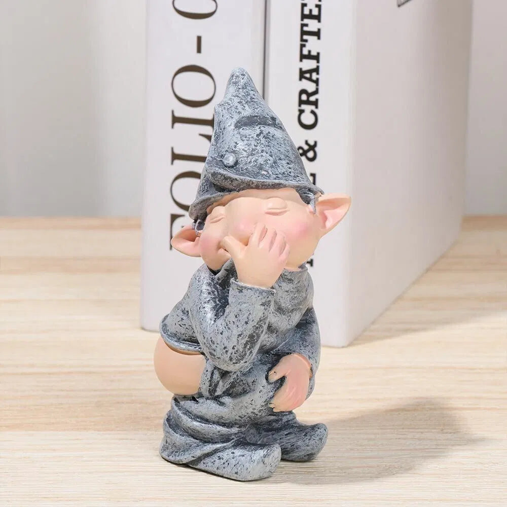Funny Pooping Gnome Statue, Resin Miniature Garden Ornament for Yard and Home Decor