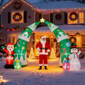 15 Ft Lighted Christmas Inflatable Archway With Santa and Snowman, Blow Up Christmas Tree Arch Yard Decoration