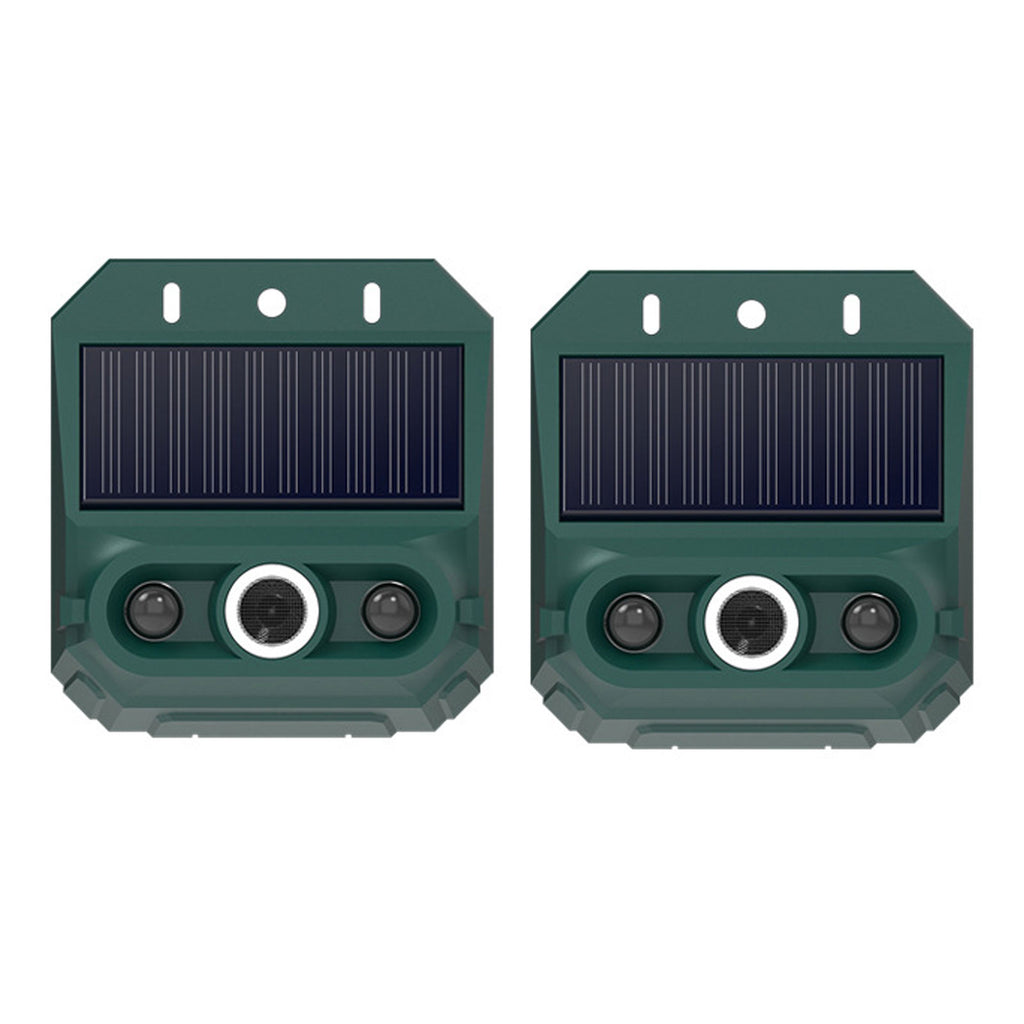 Solar Motion Sensor Animal Repeller 2 Pack, Strobe Light and 129dB Siren Outdoor Alarm for Yard, Farm, and Garden
