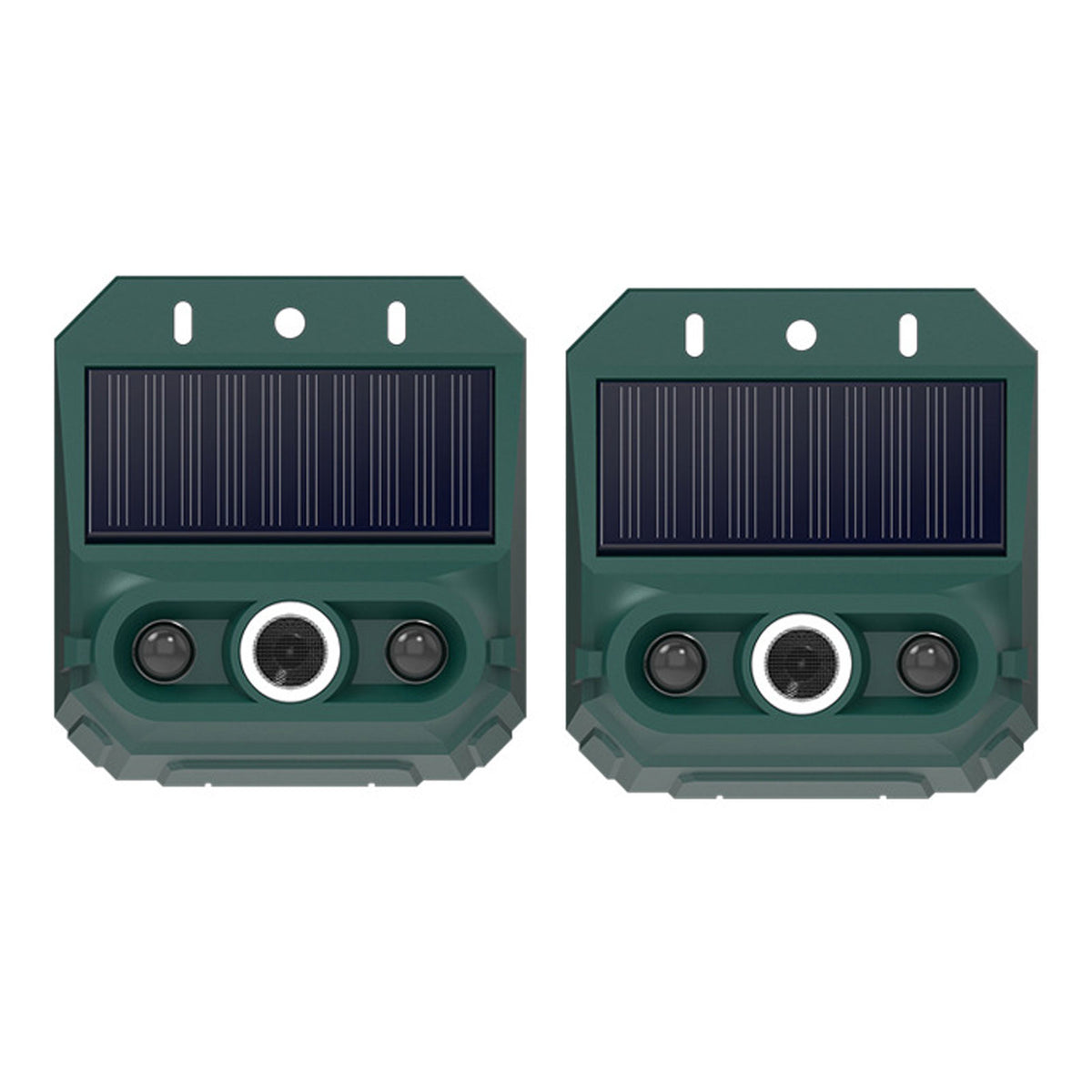 Solar Motion Sensor Animal Repeller 2 Pack, Strobe Light and 129dB Siren Outdoor Alarm for Yard, Farm, and Garden