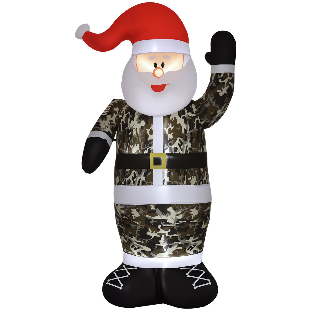 8 ft Christmas Inflatable Santa Claus in Camouflage, LED Lighted Blow-Up Outdoor Yard Decoration