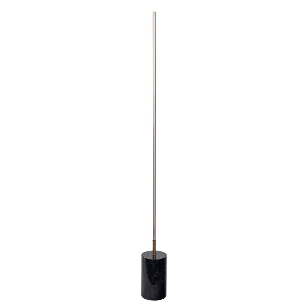 Modern LED Floor Lamp, 64 in. Brass Gold Tube With Faux Marble Base and Cord Switch