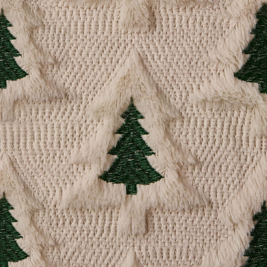 Christmas Tree Pillow Covers 18x18, Set of 2 Beige Plush Faux Fur Throw Pillow Cases with Hidden Zipper