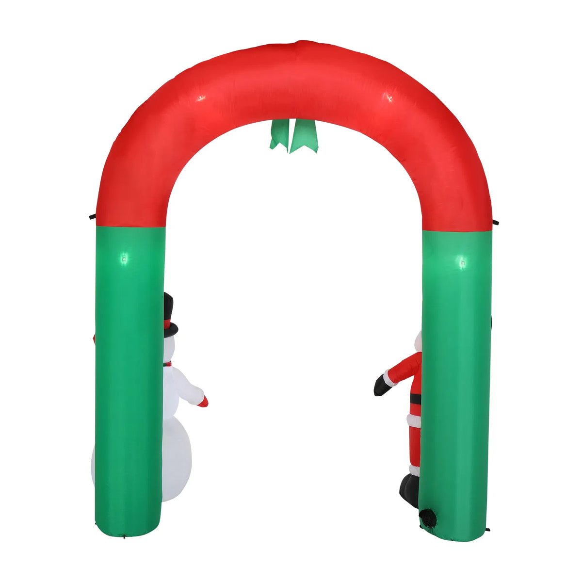 8 Ft Inflatable Christmas Archway With Santa and Snowman, 7 Lights, Red and Green Yard Decoration