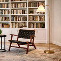 Curved Arc Floor Lamp With White Cone Shade, Brass Round Base, 60 in. Reading Lamp