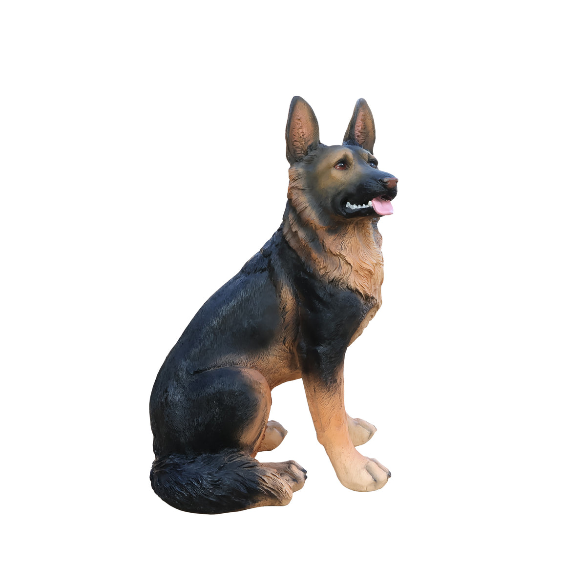 German Shepherd Dog Statue, Lifelike Resin Garden Sculpture, Brown, 18.9 in Outdoor Lawn Decor