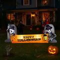 Halloween Inflatable Skeleton Tombstone Banner, 9.6 FT Lighted Outdoor Yard Decoration With 4 Built-In LEDs