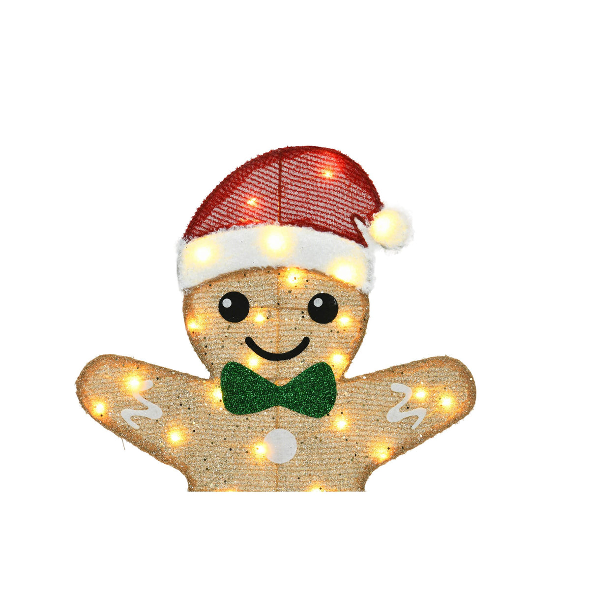 Lighted Gingerbread Man Christmas Decorations, Set of 2 Warm White LED Cocoa Mug Yard Figures