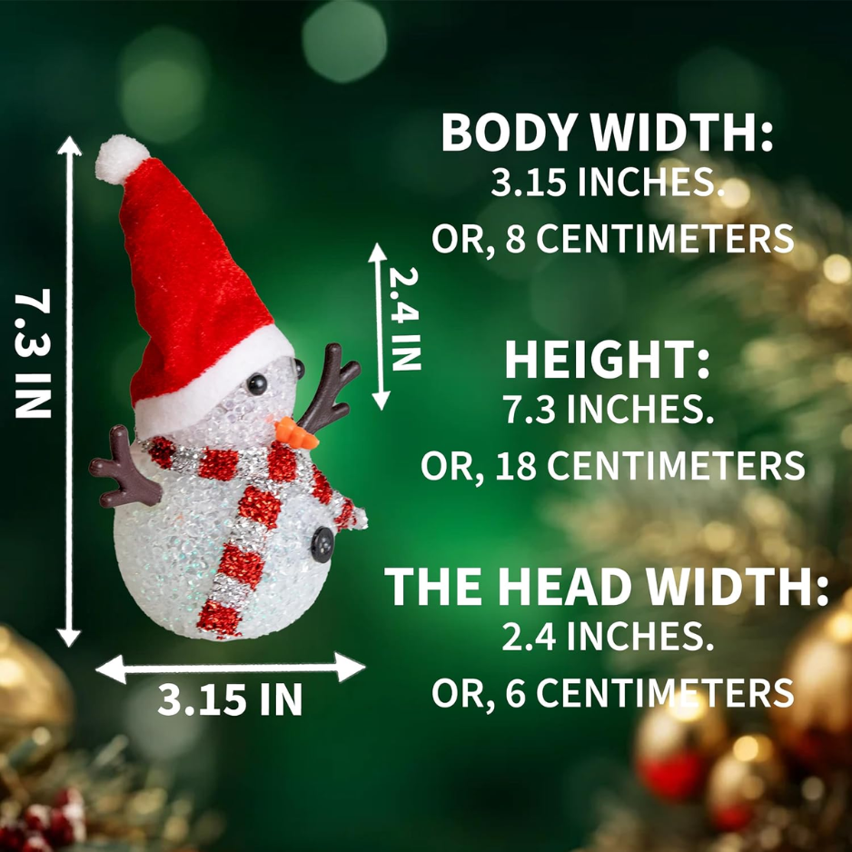 Light Up Snowman Figurines, Set of 3 Color Changing LED Christmas Decorations With Hats and Scarves