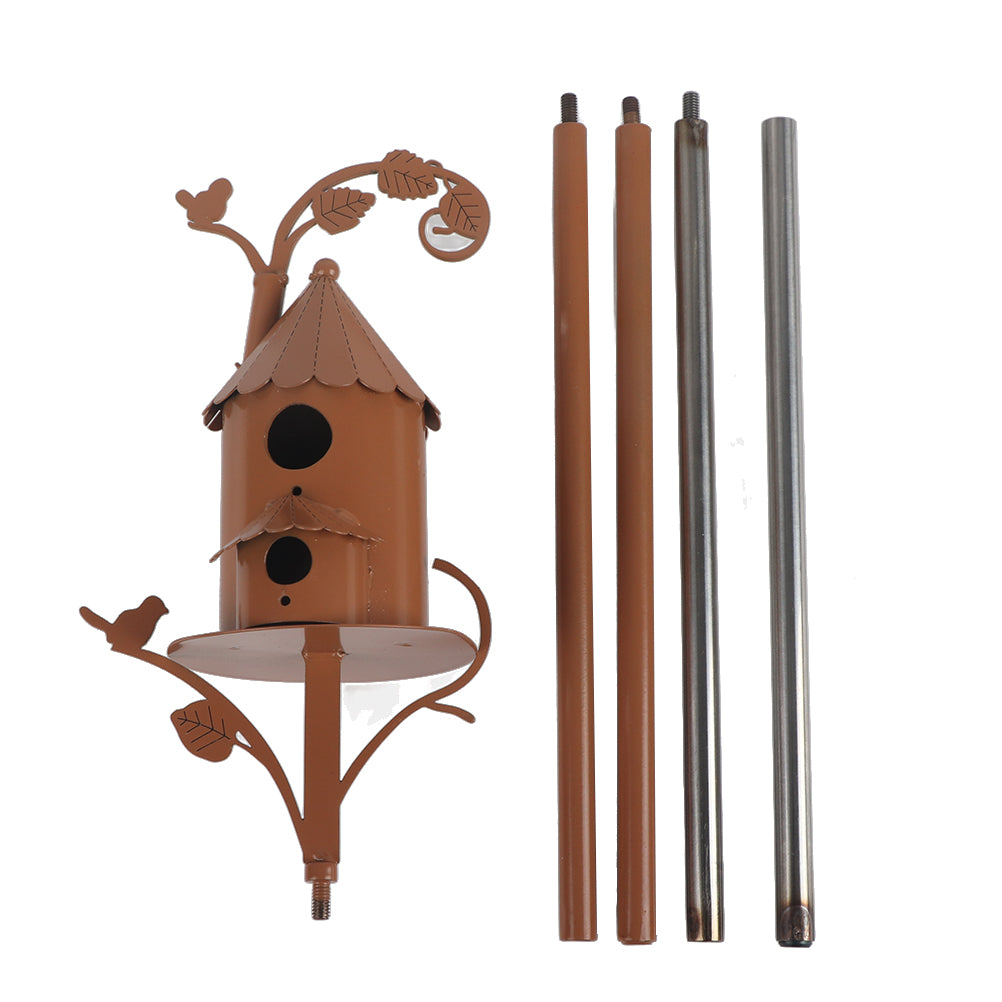 Metal Birdhouse Garden Stake, Cottage Style Bird House With Pole for Yard and Patio Decor