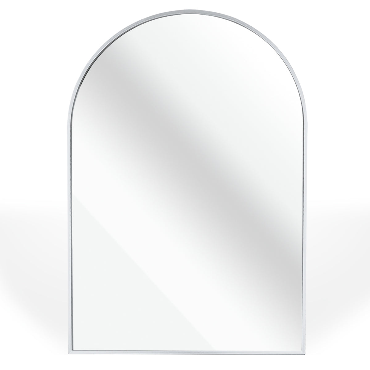 Arched Wall Mirror, 24x32 Inch Silver Metal Framed Bathroom Vanity Mirror