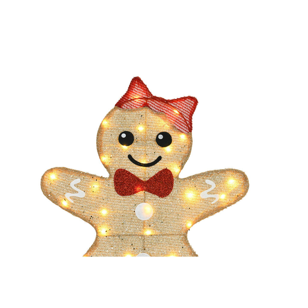 Lighted Gingerbread Man Christmas Decorations, Set of 2 Warm White LED Cocoa Mug Yard Figures