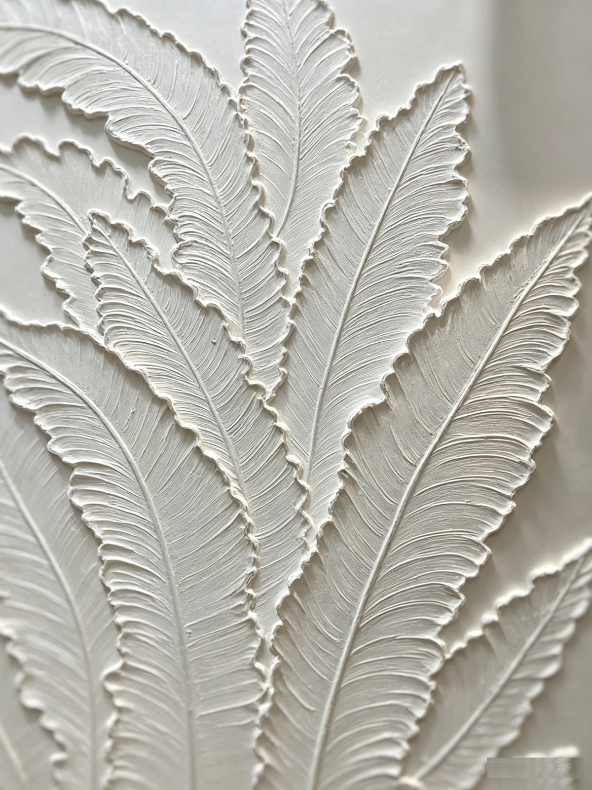 Framed Botanical Leaf Wall Art, 25 x 37 in Antique White Textured Canvas Painting, Minimalist Neutral Decor, Ready to Hang