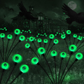 Solar Halloween Eyeball Stake Lights, 2 Pack 12 LED Green Swaying Firefly Yard Lights, Waterproof Outdoor Path Decor