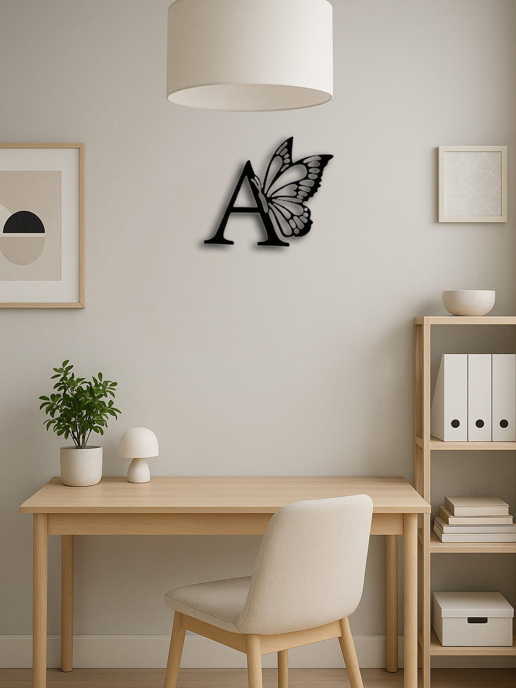 Butterfly Monogram Metal Wall Art Sign, Black Letter Wall Decor for Bedroom, Entryway and Nursery
