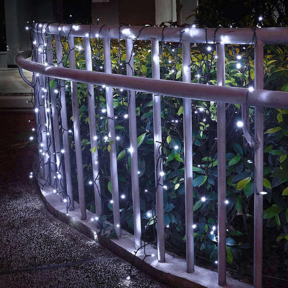 Solar String Lights, 100 LED Cool White Fairy Lights, 12M Waterproof Outdoor String Lights With 8 Lighting Modes