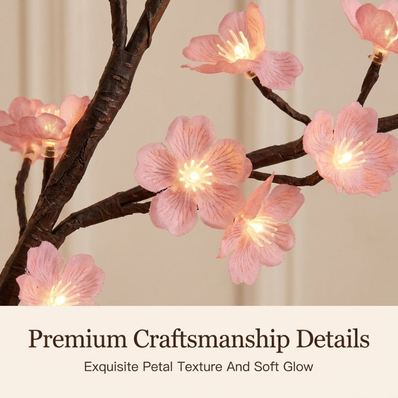 Cherry Blossom Vine Lights, LED Tree Branch Wall Lights With Remote and 8 Modes, Pink Blossom Garland for Bedroom Decor