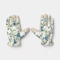 Floral Duck Canvas Garden Gloves, Khaki Blossom Print Work Gloves for Women, One Size