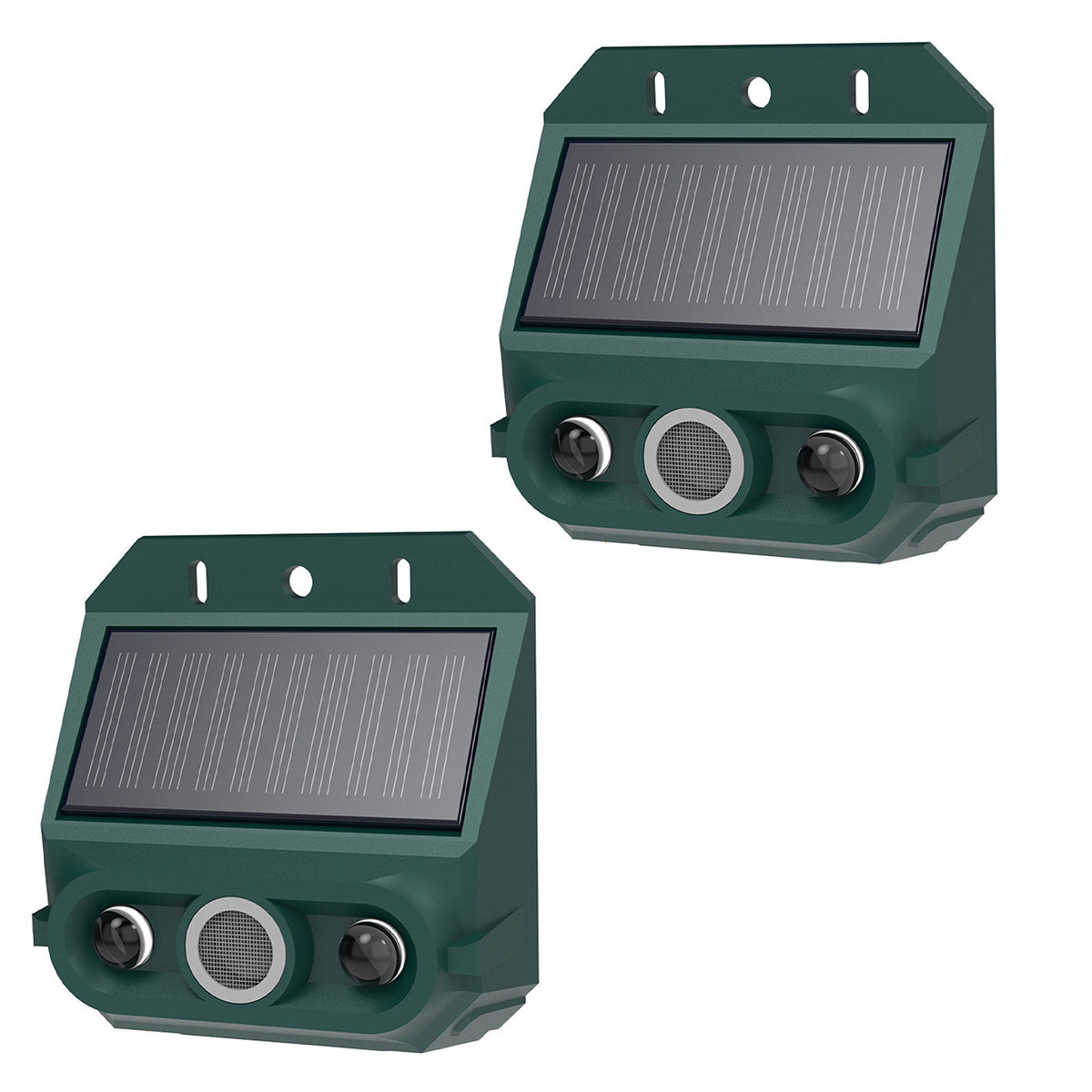 Solar Motion Sensor Animal Repeller 2 Pack, Strobe Light and 129dB Siren Outdoor Alarm for Yard, Farm, and Garden