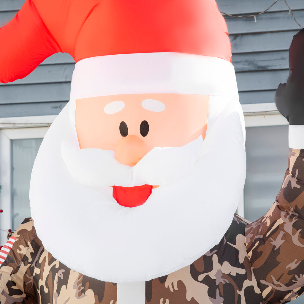 8 ft Christmas Inflatable Santa Claus in Camouflage, LED Lighted Blow-Up Outdoor Yard Decoration