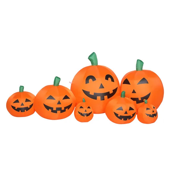 7 Ft Inflatable Halloween Pumpkin Decoration, 7 Lighted Jack-O-Lantern Blow Up Yard Decor with LED Lights, Stakes and Blower